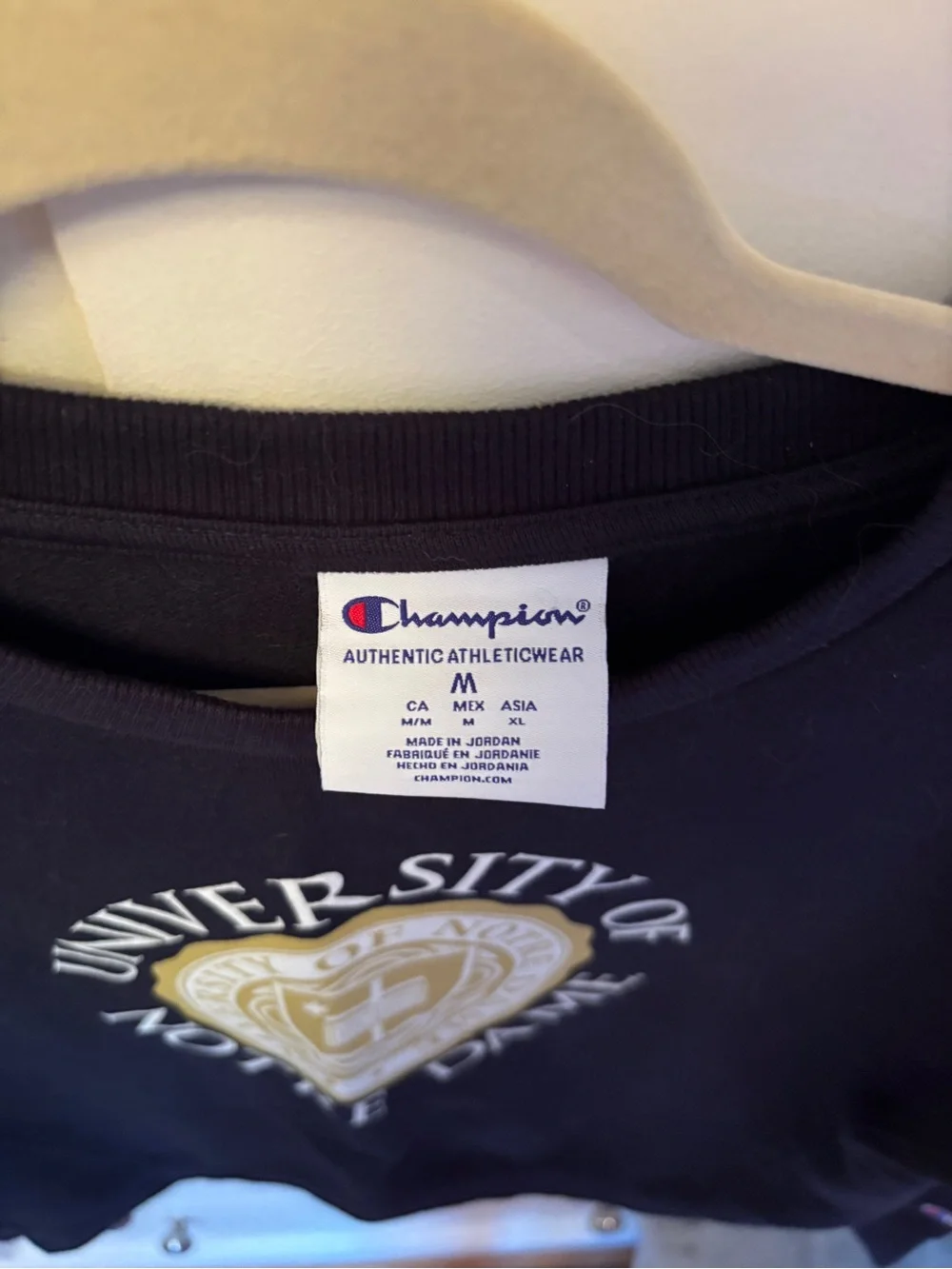 Champion University of Notre Dame Navy Blue Crewneck Sweatshirt